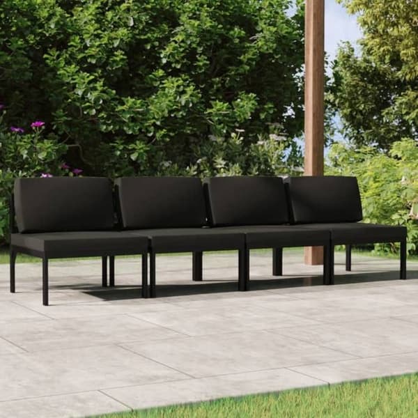 Havemøbel - Sofa 4 pladser - Aluminium - Modulært design - Antracit antracit