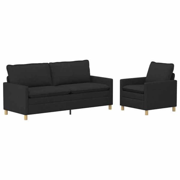 Maison Exclusive - 2-delars Soffgrupp 4-sits Svart Tyg Svart