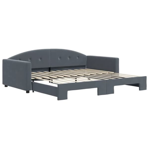 Dagsäng - EXKLUSIVT HUS - Utdragssäng 100x200 cm - Mörkgrå sammet - Lattsängbotten - 2 platser Mörkgrå