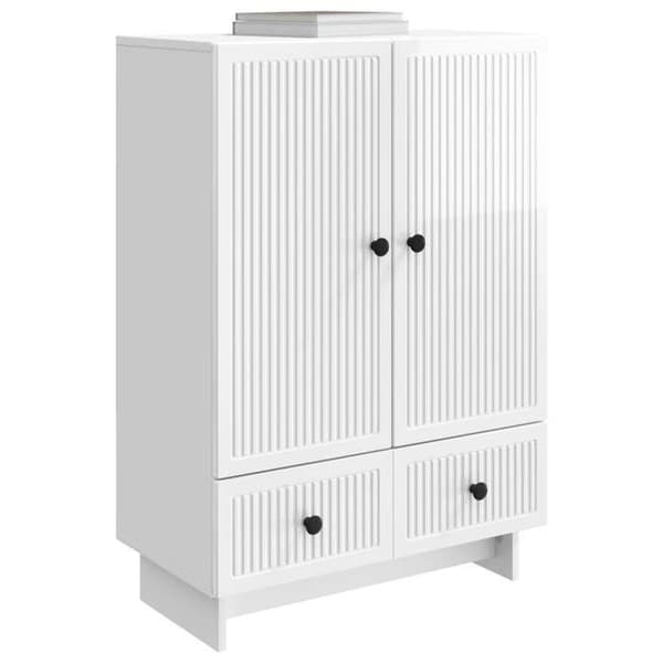 Buffet - EKSKLUSIVT HUS - 66 x 34,5 x 95 cm - Hvid glans - Ingeniørtræ - Stort opbevaring Vit