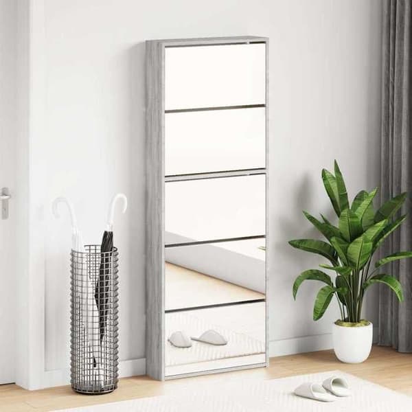 Maison Exclusive - Spejlskab til sko 5 niveauer sonoma grå 63x17x169,5cm