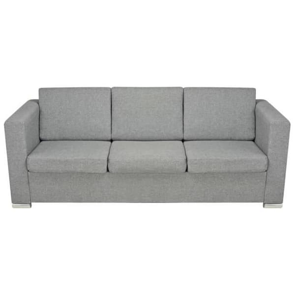 Sofa - Eksklusiv Hus - 3 pladser - Lys grå stof - Træramme & kromfødder Ljusgrått