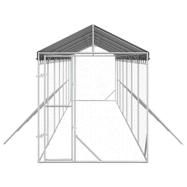 Exklusivt hus - Utomhus hundbur med silvertak 2x14x2,5 m