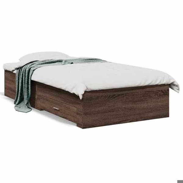 Maison Exclusive - Sengestel med skuffer uden madras, egetræ brun 75x190 cm