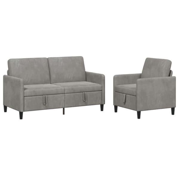 Maison Exclusive - Soffa med förvaring 2 st Grå polyester Ljusgrått