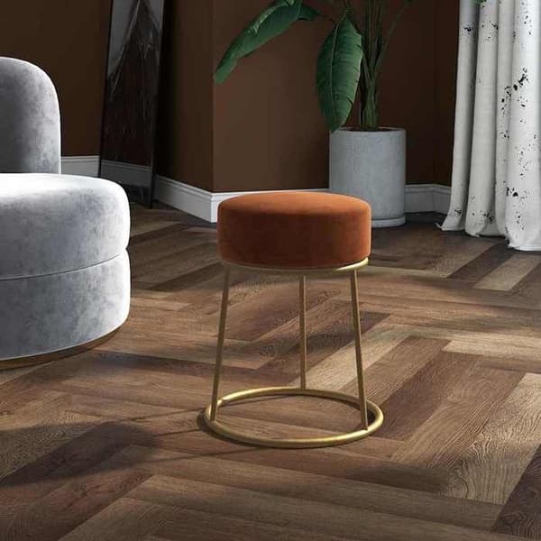 Maison Exclusive - Pyöreä ruskea samettijakkara brun