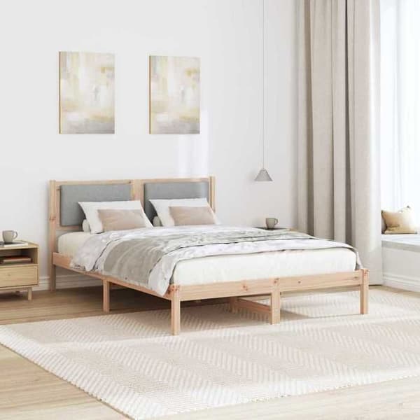 Maison Exclusive - Sängram Ljusgrå 135 x 190 cm Massivt trä