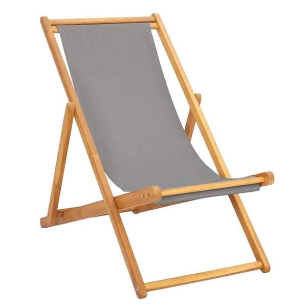 Havestol - EKSKLUSIVT HUS - Standardmodel - Massiv teak - Ryg 3 positioner - Sammenklappelig, polyester Ljusgrått