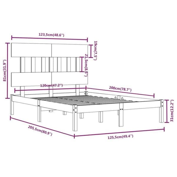 Maison Exclusive - Sengramme uden madras 120x200 cm massivtræ