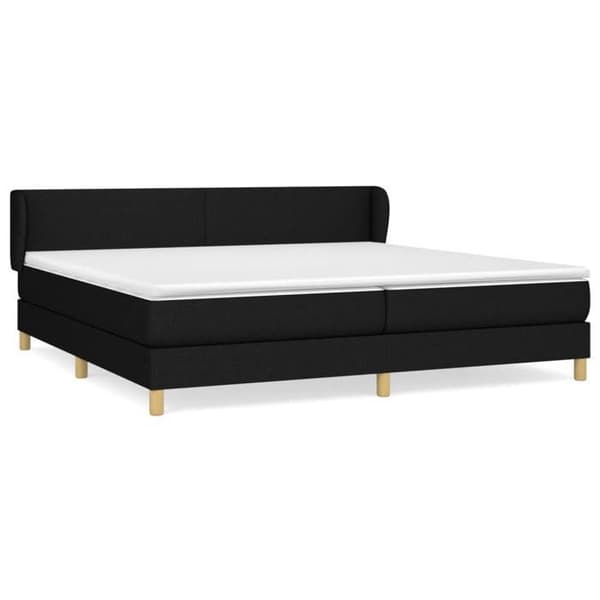 Maison Exclusive - Sengebund med lameller og madras sort 200x200 cm stof