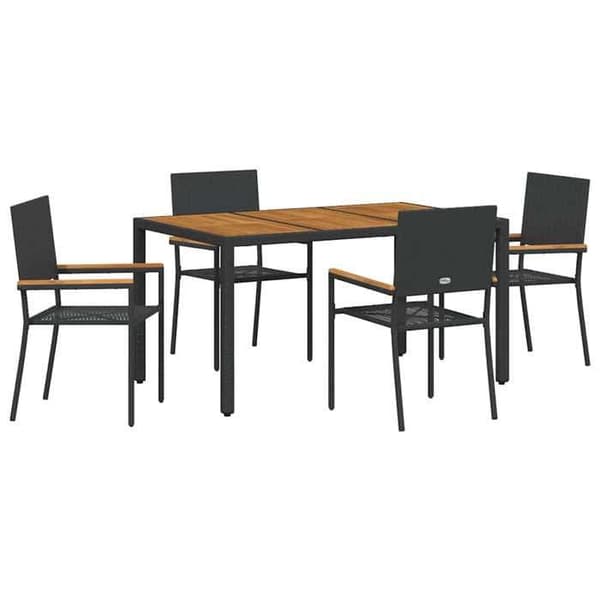 Maison Exclusive - 5 pc have spisebordssæt i sort polyrotin Svart