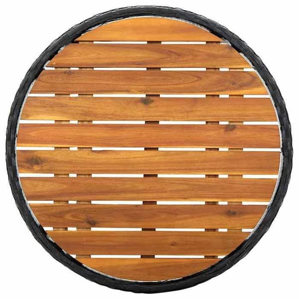 Maison Exclusive - Svart tebord 60 cm i flätad resin och solid akaciaträ