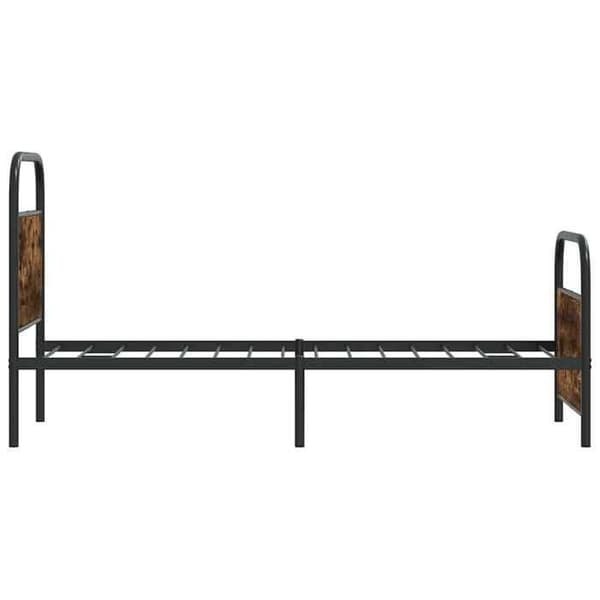 Sengestel - EKSKLUSIV HUS - 75x190 cm - Røget eg - Stål & behandlet træ - Lamelseng Rökt ek