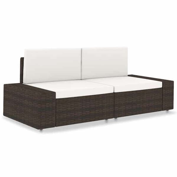 Maison Exclusive - Sektionell soffa 2 platser Flätad resin Brun brun