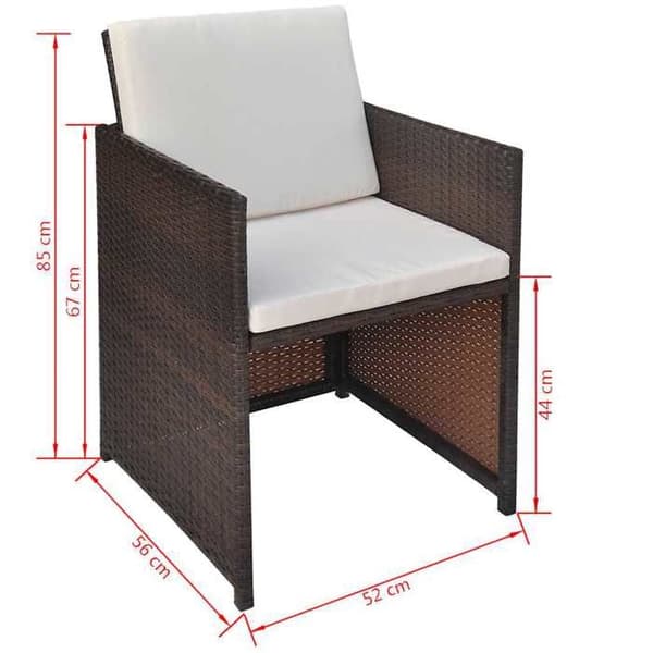 Maison Exclusive - Trädgårdsstolar set om 2 med kuddar, flätad resin, brun