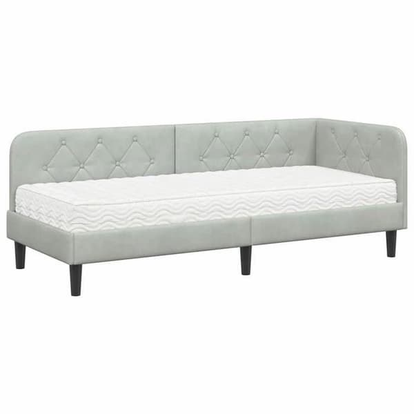 Maison Exclusive - Ljust grått hörnsängram 80 x 200 cm Sammet
