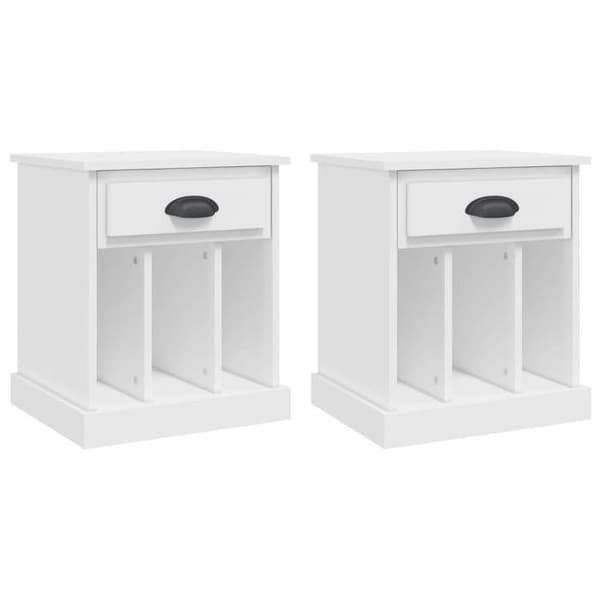 Maison Exclusive - Natborde 2 stk hvid 43x36x50 cm Vit