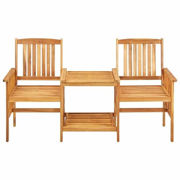 Maison Exclusive - Havestole med tebord og puder i solid akacietræ beige