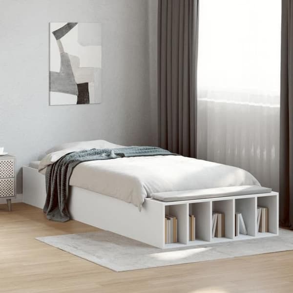 Sengestel - EKSKLUSIV HUS - 75 x 190 cm - Hvid - Spånplader - Indbygget opbevaring Vit