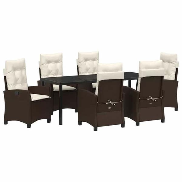 Maison Exclusive - 7 pc spisebordssæt til haven i brun polyrotin brun
