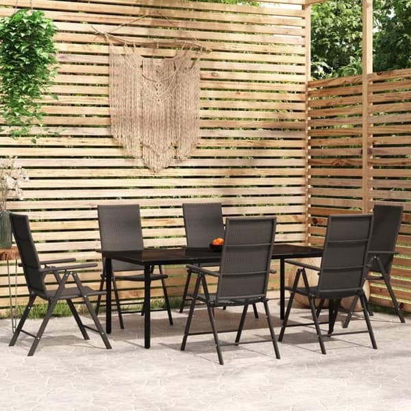 Maison Exclusive - 7 osan musta puutarhakalustesarja