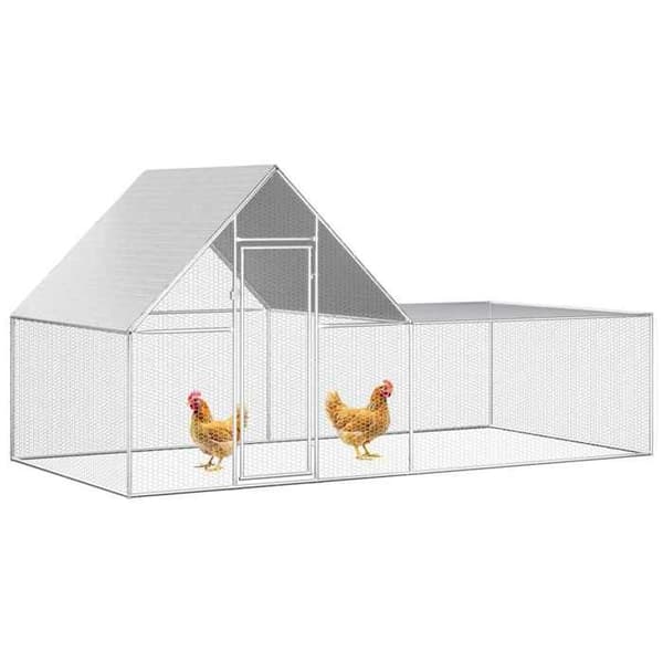 Maison Exclusive - Hönshus 4 x 2 x 2 m Galvaniserat stål silver-
