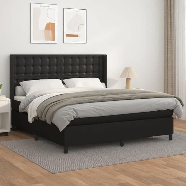 Maison Exclusive - Rammem i træ med madras Sort 160x200 cm