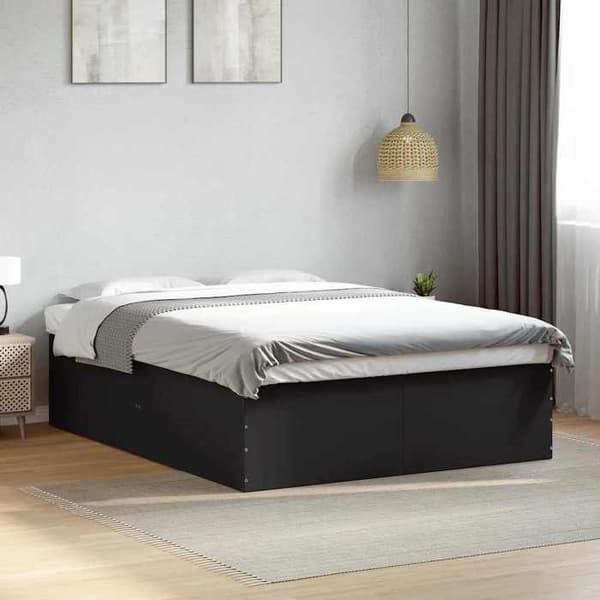 Sengestel - EKSKLUSIV HUS - 150 x 200 cm - Sort - Træ (spånplader) - Inkluderet lamelbund Svart