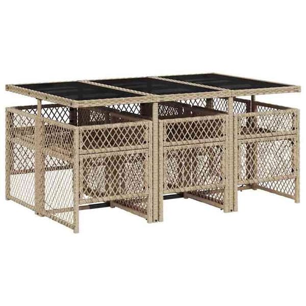 Havemøbler - MAISON EXCLUSIVE - Sæt med 7 dele - Beige - Poly rattan - Tempereret glasplade beige