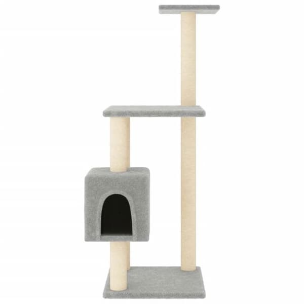 Kattetræ - Eksklusivt hus - sisal stolper - lys grå - 104 cm ljusgrått