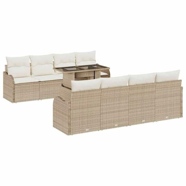 Trädgårdsmöbler - EXKLUSIVT HUS - Modulär - Polyrotting beige - 9 platser - Justerbart bord beige
