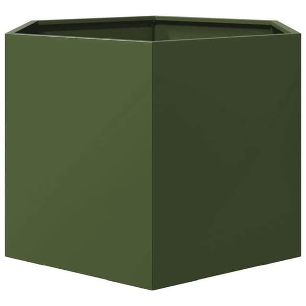 Maison Exclusive - Olivengrøn hexagonal plantekasse 69x60x45 cm stål