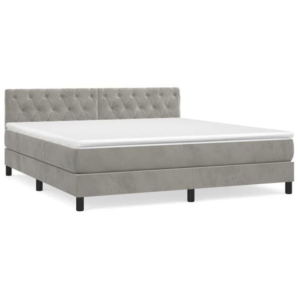 Maison Exclusive - Seng solid bund med socker og madras Grå 160x200cm Velour