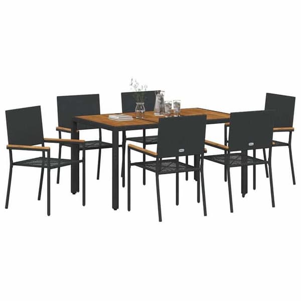 Maison Exclusive - 7 pc have spisebordssæt i sort polyrotin Svart