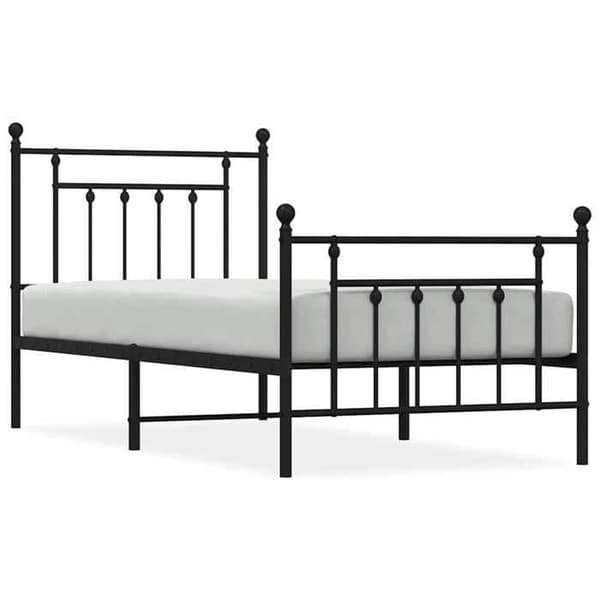 Sengestel - EKSKLUSIV HUS - Klassisk - 90x200 cm - Sort metal - Lamelseng, opbevaring under sengen svart