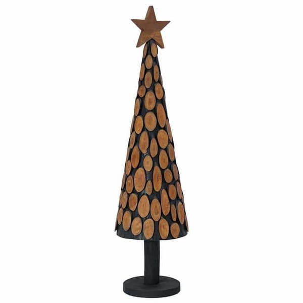 Maison Exclusive - Juletræ med brun støtte 120 cm i solid teaktræ brun