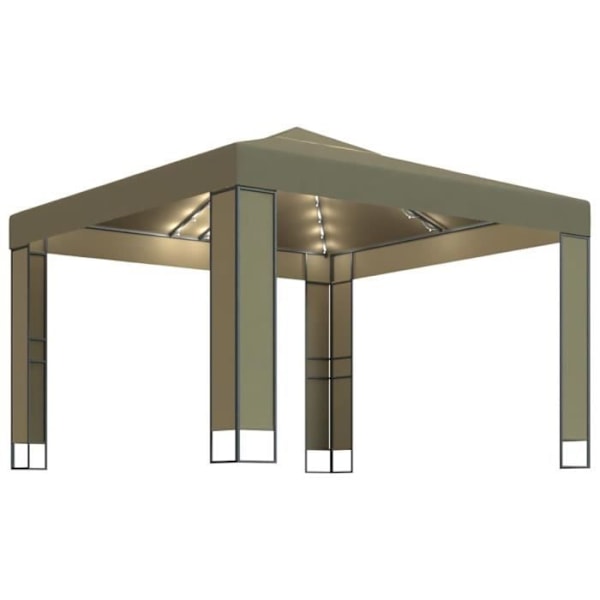 Tonnelle med dobbelt tag og LED-lys 3x3x2,7 m Taupe3 [cm] Muldvarp