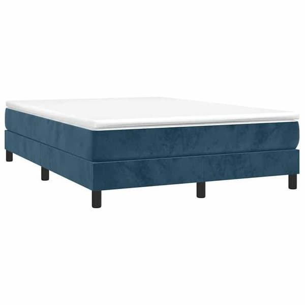 Maison Exclusive - Sängram med mörkblå lameller 140x190 cm sammet