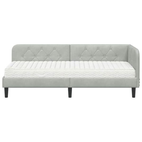 Maison Exclusive - Ljust grått hörnsängram 80 x 200 cm Sammet