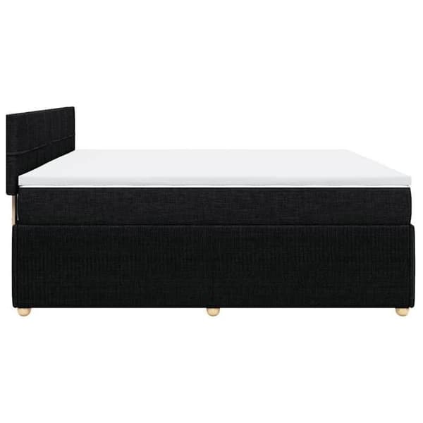 Maison Exclusive - Sengebund med lameller og madras sort 200x200 cm stof