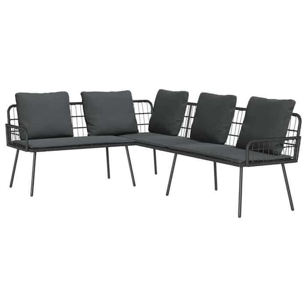 Maison Exclusive - 2 osan puutarhakalustesetti musta polyrottinki Svart
