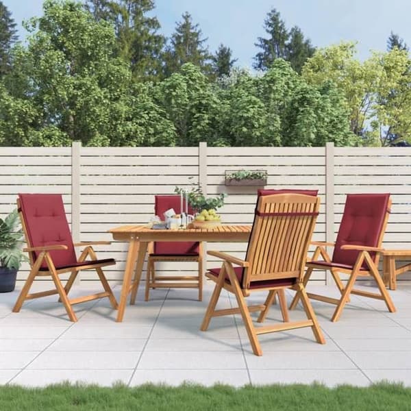Maison Exclusive - Fällbara trädgårdsstolar set om 4 med kuddar i teakträ