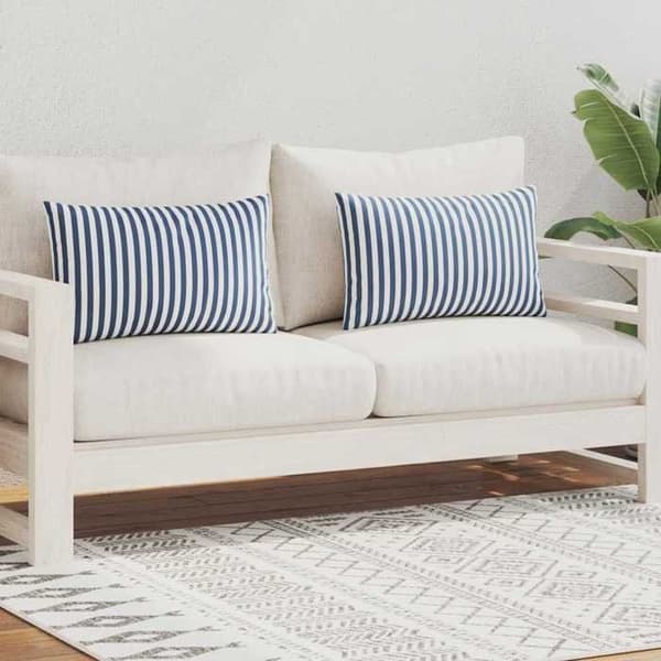 Maison Exclusive - Utomhus Kudde set om 2 Randig tryck 60 x 40 cm Blå marinblå