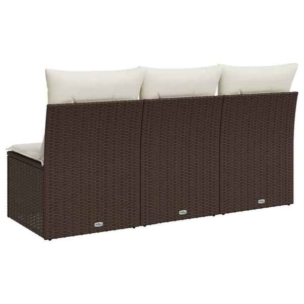 Maison Exclusive - Trädgårdsoffa med kuddar 3 platser brun flätad resin