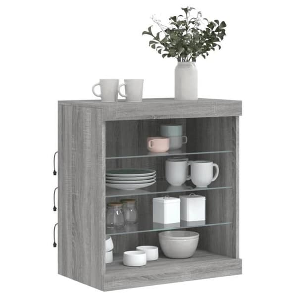 Maison Exclusive - Buffet med LED-lys sonoma grå 60,5x37x67 cm