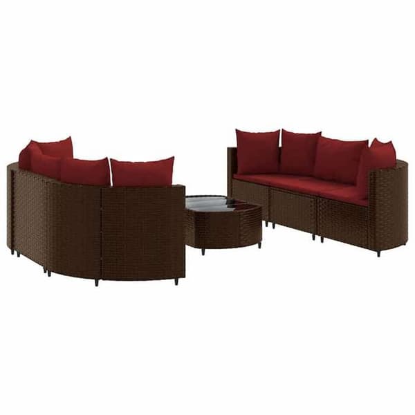 Maison Exclusive - Trädgårdsmöbler med kuddar 7 delar brun flätad resin