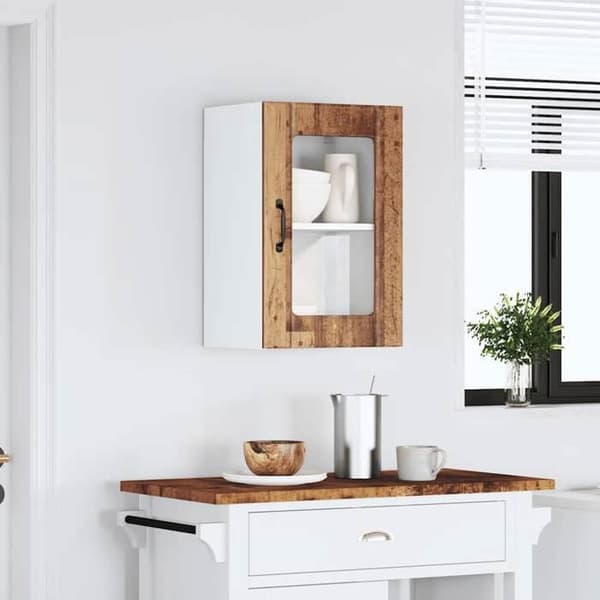 Maison Exclusive - Köksskåp med glasdörr Lucca gammalt trä