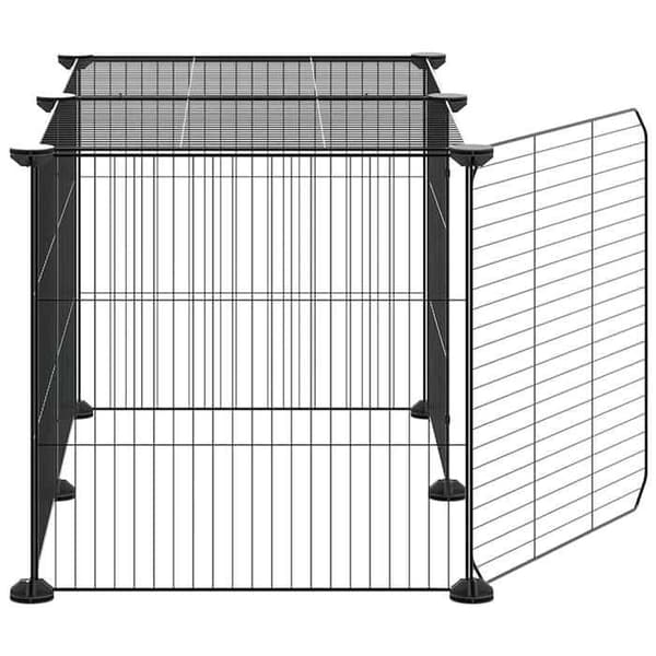 Maison Exclusive - Kæledyrbur med 8 paneler og dør Sort 70x35x35 cm