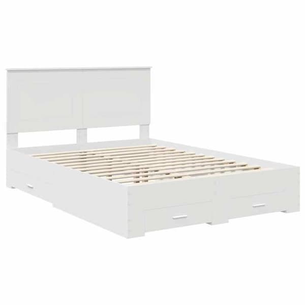 Maison Exclusive - Sängram med låda Vit 160 x 200 cm Ingenjörsträ Vit