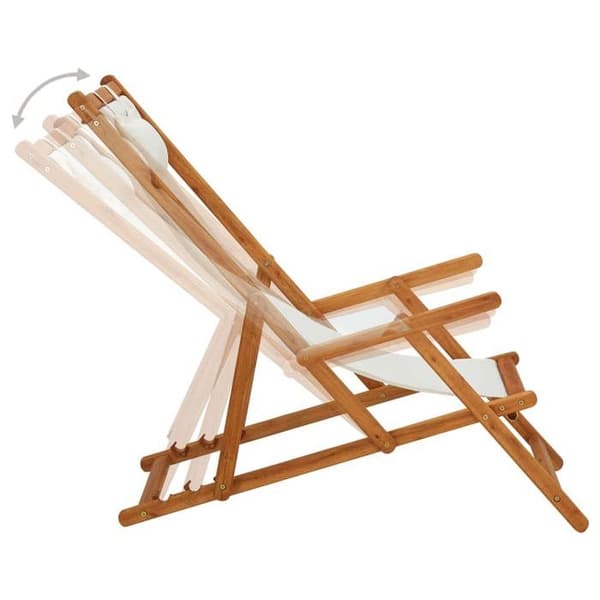 Maison Exclusive - Sammenklappelig strandstol i solid eucalyptus træ og cremefarvet stof